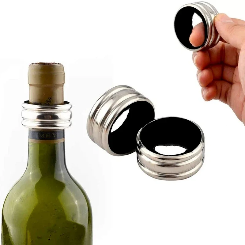 Stainless Steel Wine Bottle Collar Drip Ring Velvet Lined Anti-spill Wine Drip Trap for Home Bars, Restaurants, Outdoor Parties