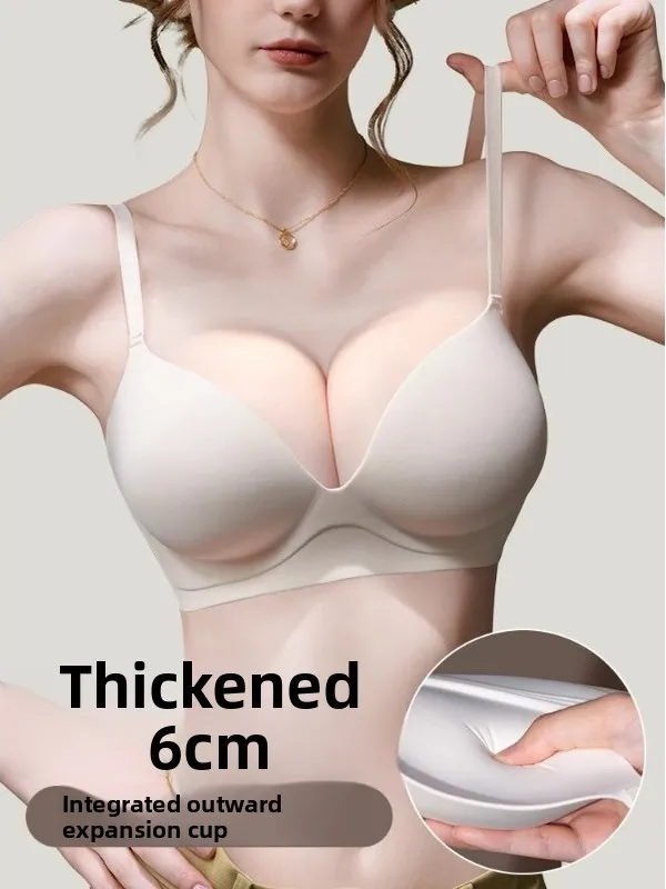 wireless-thickened-6cm-bra-seamless-fixed-cup-cartoon-style-youthful-women's-underwear-v-neck-three-quarter-sleeve-home-clothes
