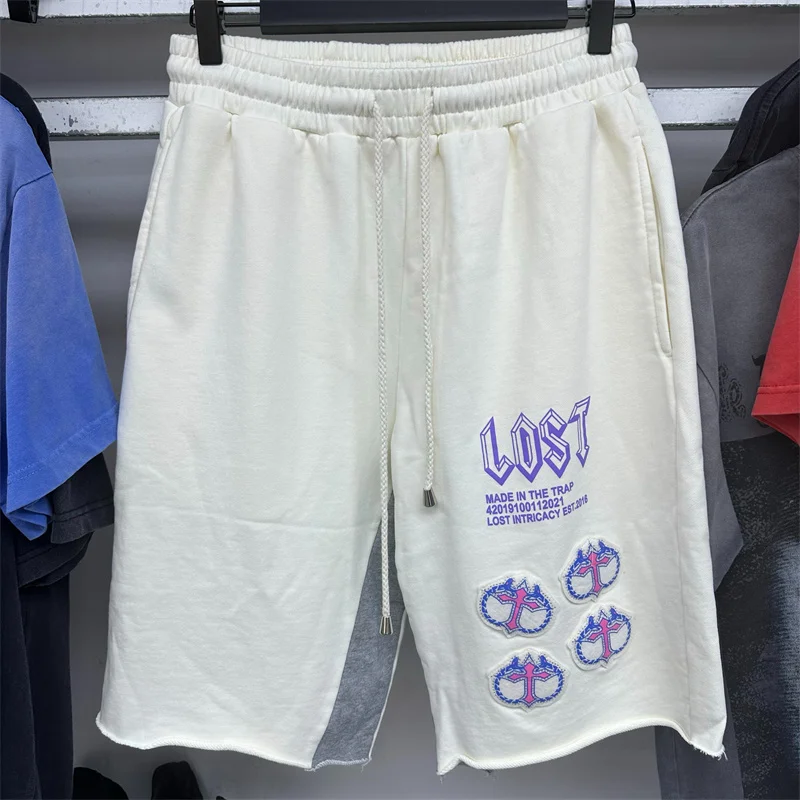 

Multiple Colors Lost Intricacy Shorts Rhinestone Embroidered Cotton Short Sweatpants Men Women Loose Sport Capri Pants