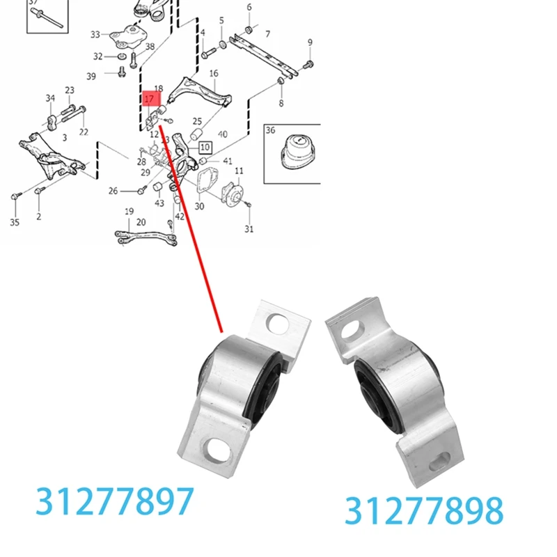 1Pair Car Rear Axle Control Arm Bushing Retainer 31277897 31277898 For Volvo XC90 2003-2016 Mounting Bushing Bracket