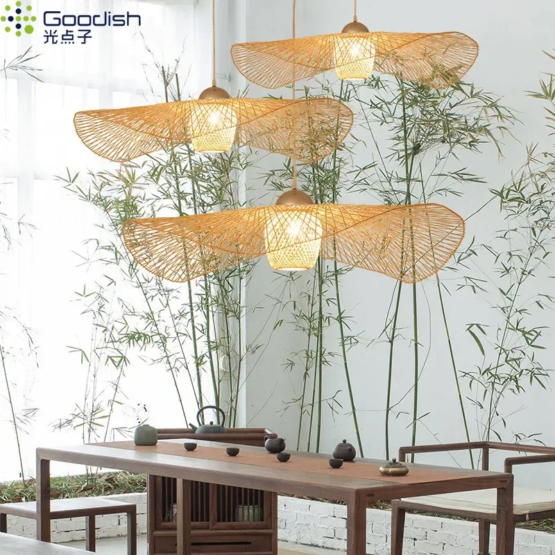 

Японские подвесные светильники в стиле ваби-саби из бамбука и ротанга для гостиной, столовой, спальни, балкона, декоративная люстра для дома