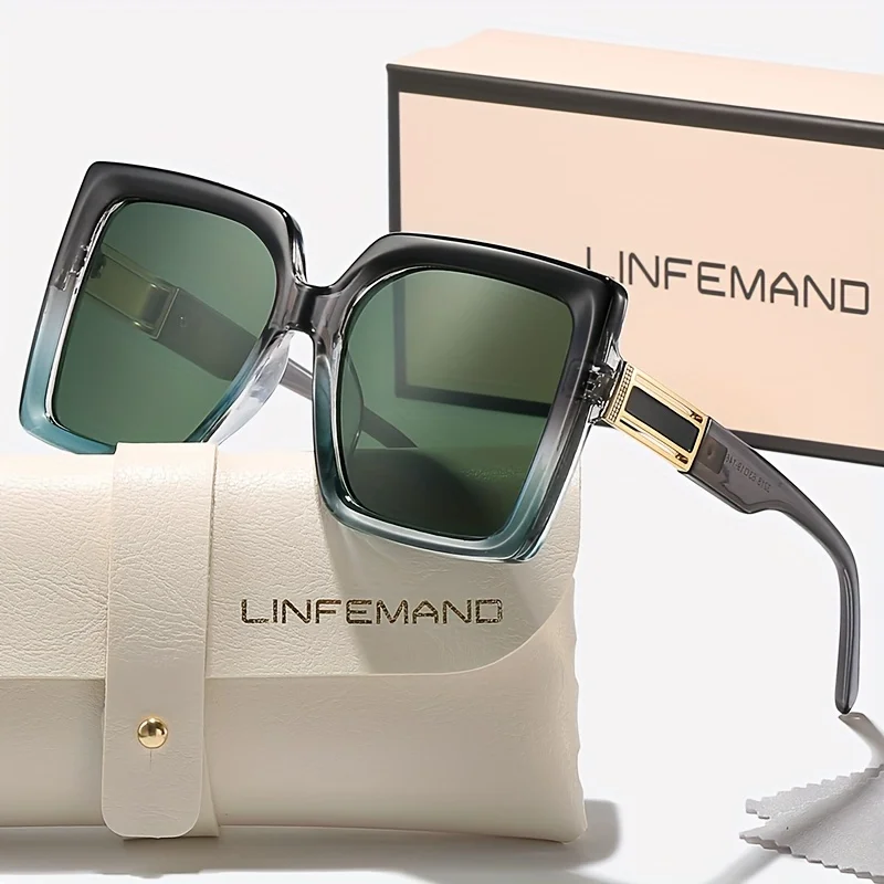 LINFEMAND generous Y2K jelly color block fashionable Sunglasses UV400 for women's daily wear parties beach clubs holiday gift