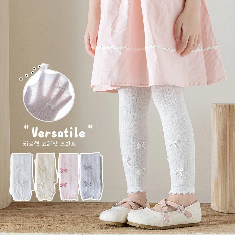 Baby Girls Summer Leggings Kids Thin Stockings Socks Children Bow School Student Uniform Princess Tights view 2