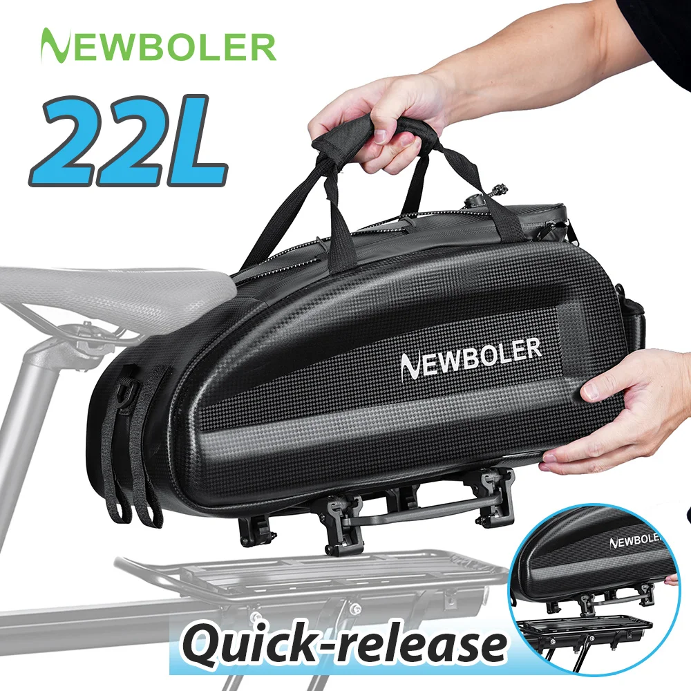 NEWBOLER Schnellverschluss 22L Fahrrad-Gepäckträgertasche Multifunktionale Wasserdichte Fahrrad-Rahmentasche Fahrrad-Schultertasche Fahrradzubehör