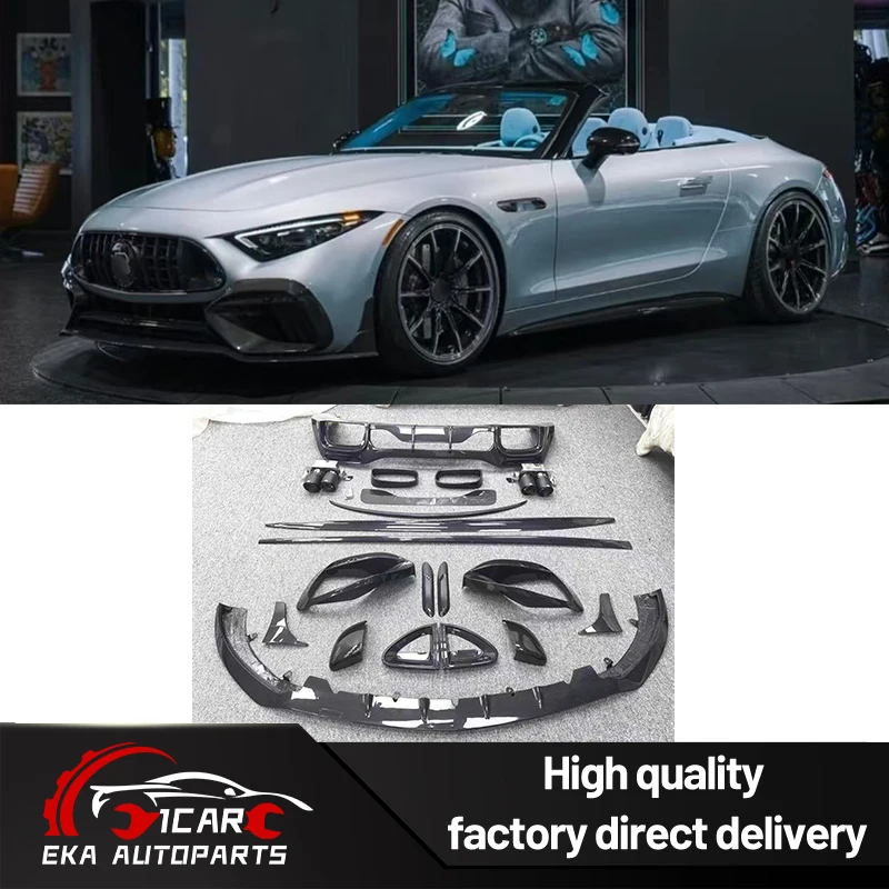 Dry Carbon Fiber B Style Body Kit for Mercedes-Benz SL-Class SL63 SL43 Splitter Rear Diffuser Side Skirts & Rear Spoiler