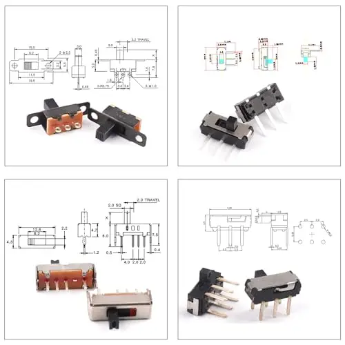 ชุดสวิตช์เลื่อนแผงไมโคร PCB ขนาดเล็กสวิตช์เลื่อน2Pin 3Pin 4Pin เปิด/ปิด/ปิด/บนสวิตช์ Arduino Breadboard