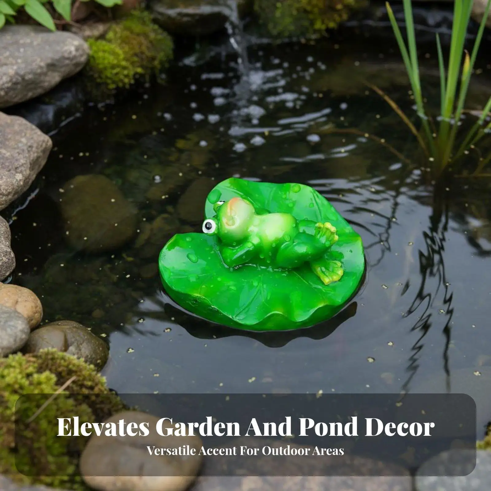 Eye Catching Resin Frog Figurine Floating Water Feature Ornament Weather Resistant Green Statue for Koi Pond Garden Fish Tank