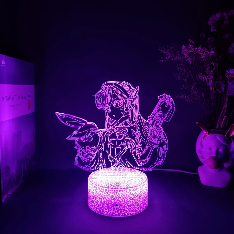 3D LED Anime Game Overwatch DVA Lamp Fantastic Cute Acrylic Night Lamp Gift Desktop Room Decor