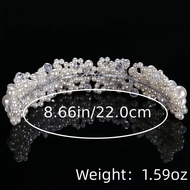 Pearl Crystal Headband Tiara Rhinestone Flower Bridal Headband For Women Bridal Wedding Hair Accessories Jewelry Band Headband