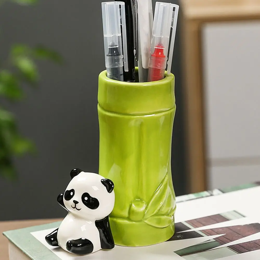 

Creative Cute Panda Pen Holder Cartoon Multifunction Panda Ornament Large Capacity Stationery Display Pencil Organizer Desktop