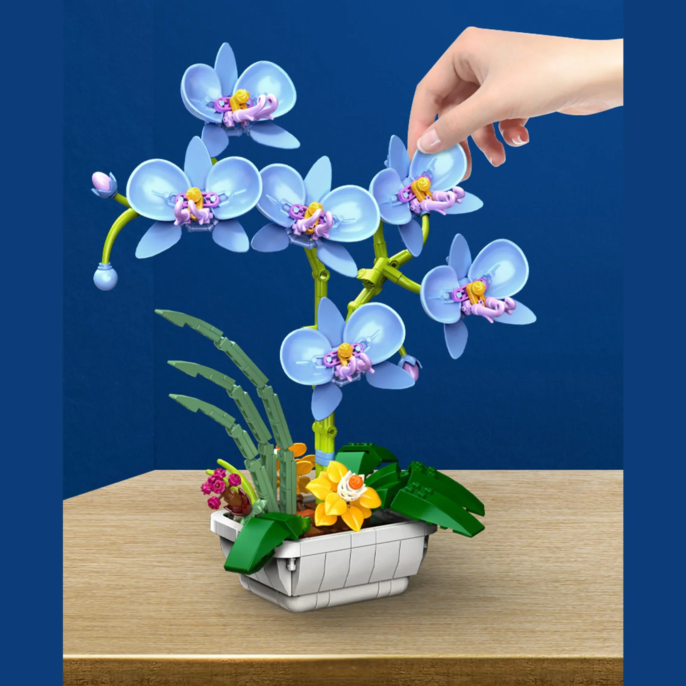 Building blocks flower Phalaenopsis flower bouquet bonsai girls assemble toys to send gifts to girls