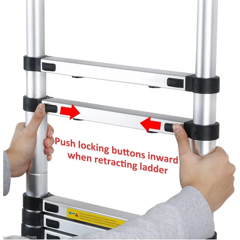 Aluminium telescopische ladderverlenging Opvouwbaar Lichtgewicht intrekbaar inklapbaar 330 lbs capaciteit voor thuisgebruik