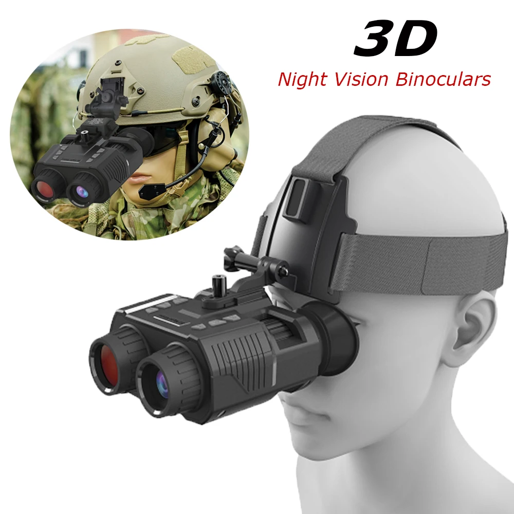 3D Night Vision Binoculars Head Mounted HD Digital IR Night Vision Goggles Binoculars for Hunting Photo/Video Recording Camera