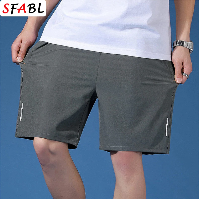 Breathable Summer Casual Shorts Men Quick Dry Comfortable Shorts Jogging Running Gym Fitness Sports Short Pants Men Black XXXL