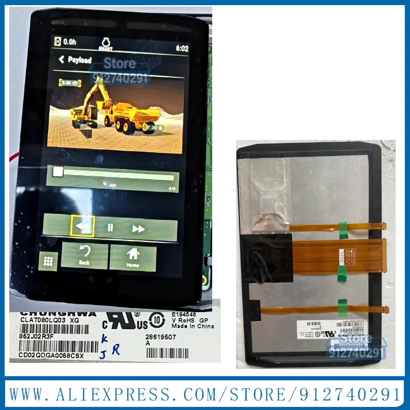 8 Inch CLAT080LQ03 XG 59.08C49.001 C080VAT02.0 LCD Display Touch Screen For CAT 320GC 336 349GC 320 GC Excavator Control LCD