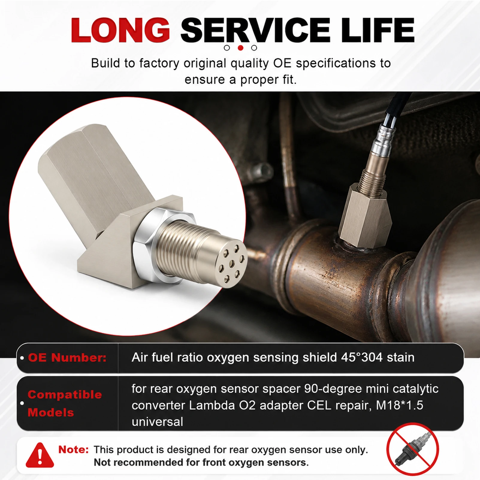 45°304 Stainl Air Fuel Ratio Oxygen Sensing Shield Automotive Exhaust Muffler Air Fuel Ratio Oxygen Sensing Shield Converter