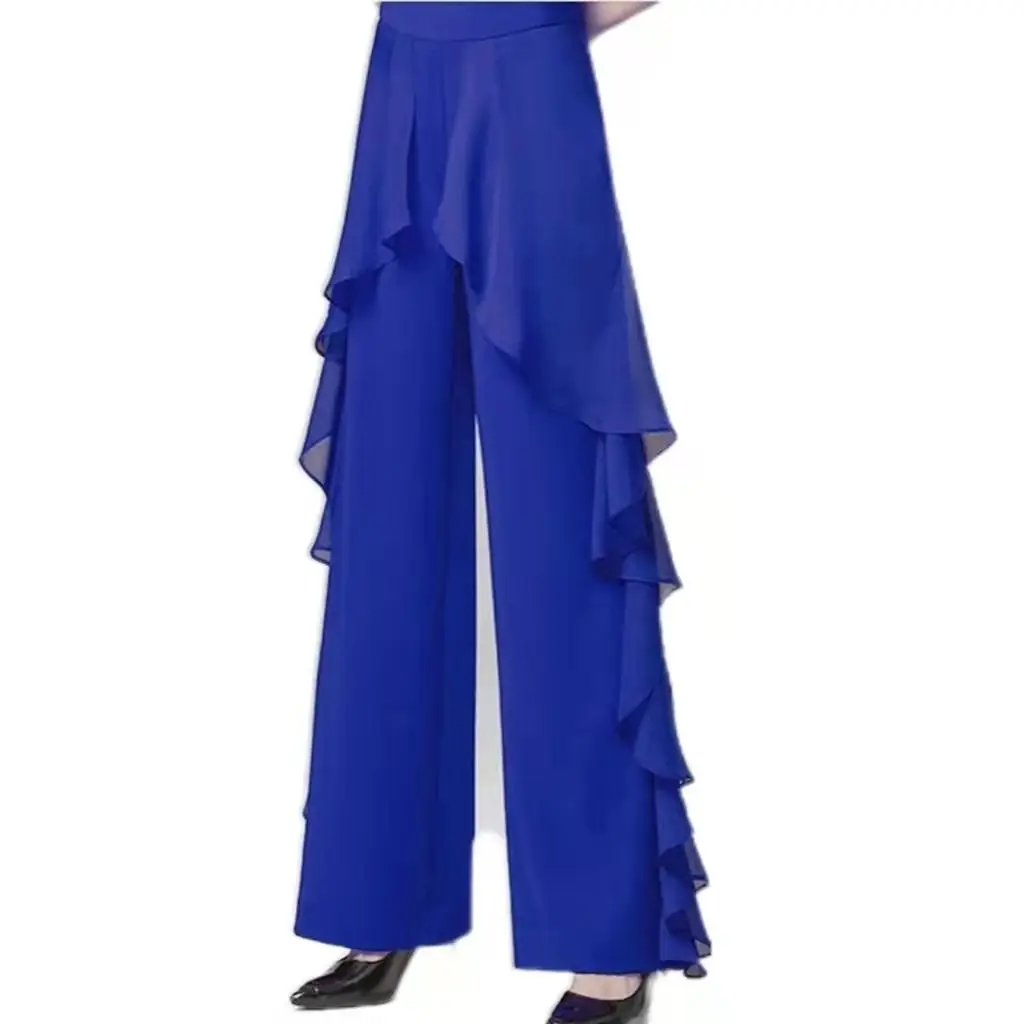 Pantalon de danse à jambes larges pour femmes, taille haute, feuille de Lotus sur le côté, sensation pendante sauvage, pantalon d'entraînement