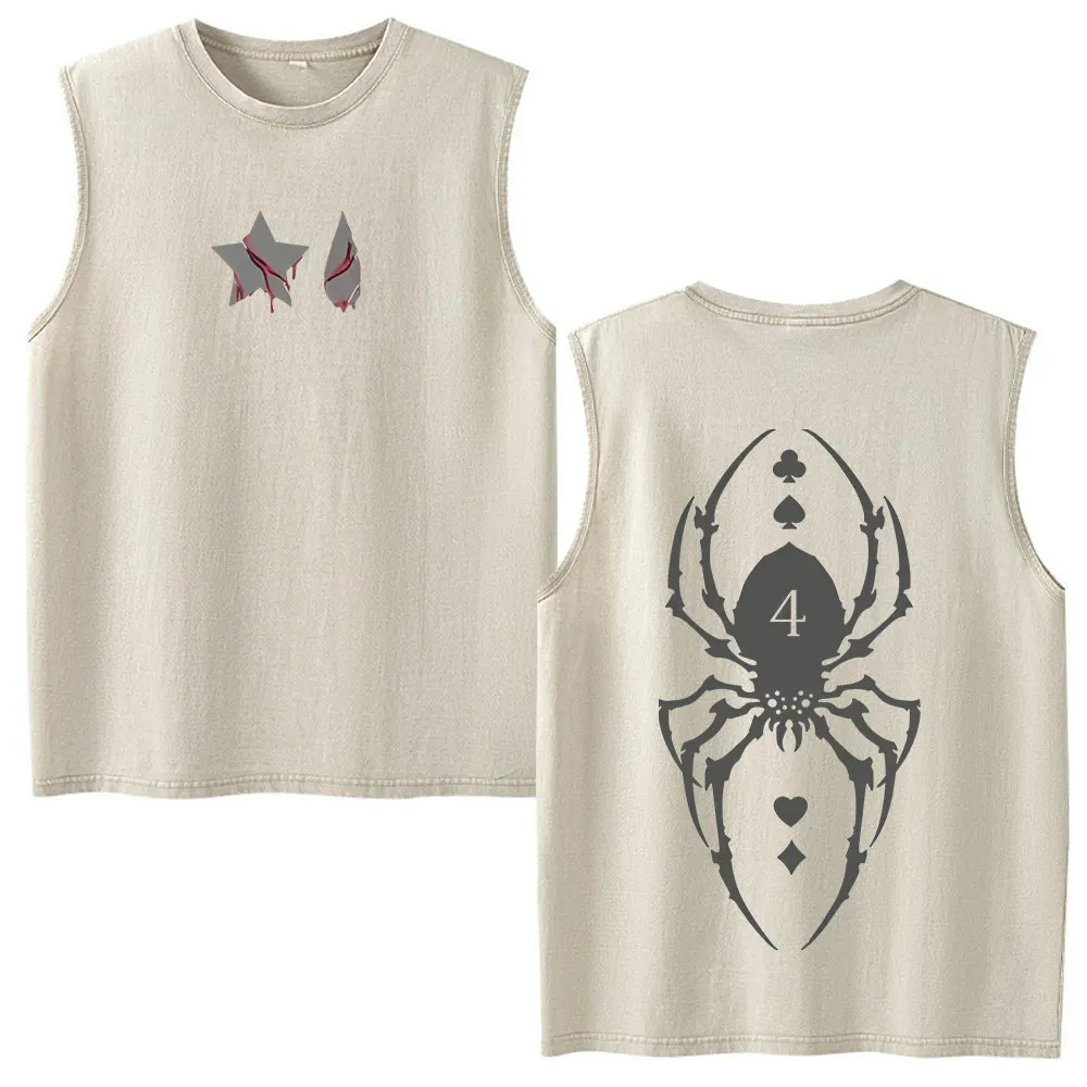 Anime Hunter X Hunter Spider Phantom Troupe Acid Vintage Washed Vest T Shirt Men's Women Fashion Sleeveless Tank Tops Tee Shirts