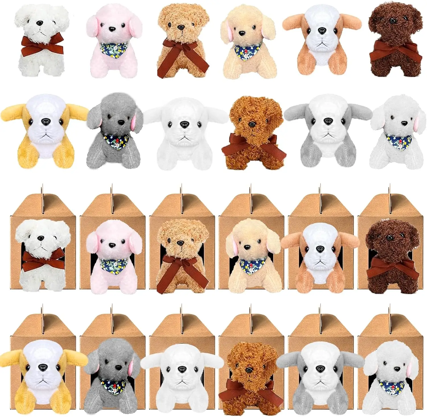 

12/24PCS Mini Plush Dogs Bulk 10cm Puppy Stuffed Animal Soft Cute Small Dog for Adopt A Puppy Party Favors Birthday Baby Shower