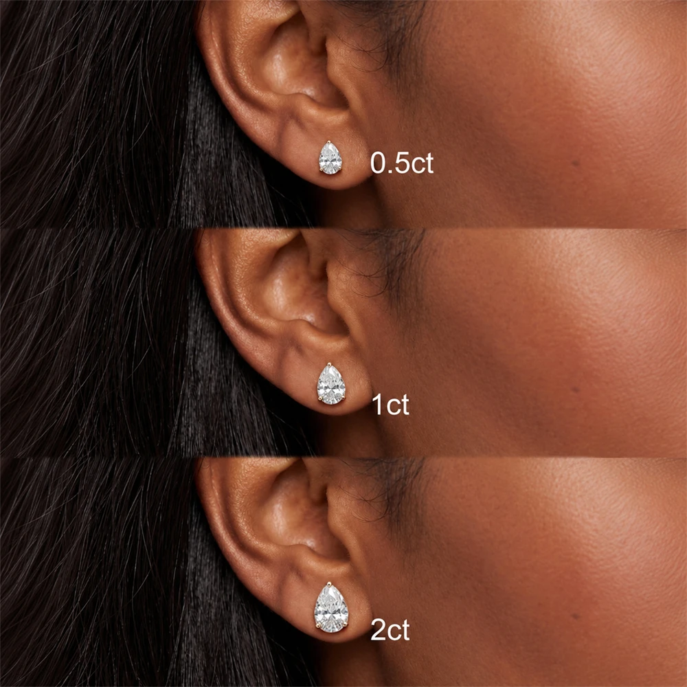 Canner 925 Sterling Silver Large CZ Stud Earrings Multiple Sizes Piercing Stud Earrings Sparkling Trendy Jewelry for Women