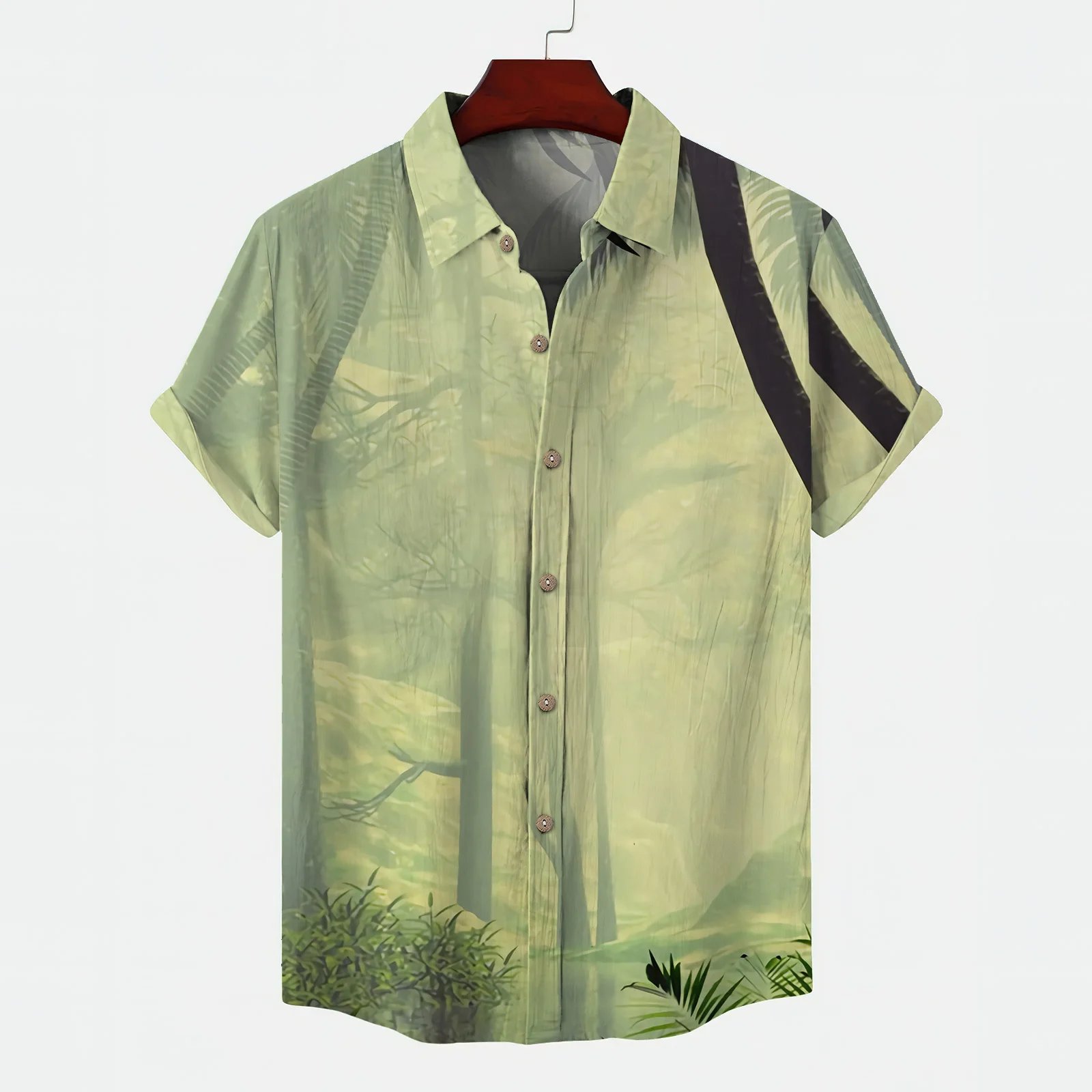 

Trendy Street Men's Short Sleeve Shirts Tropical Plant Loose Fit Shirt Fashion Man 2024 Comfortable and Lightweight Beach Young