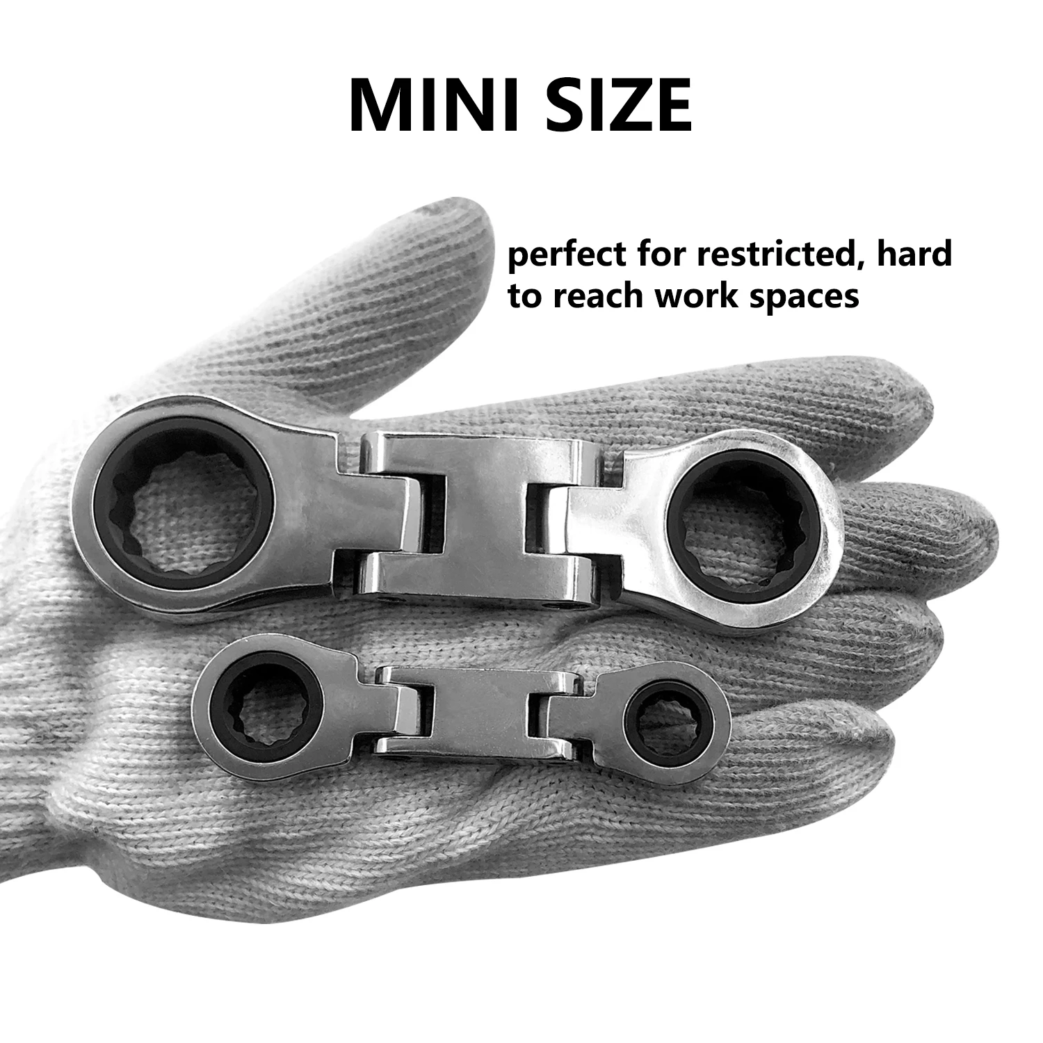 Juego de llaves de trinquete de cabeza flexible y rechoncha de 5 piezas combinación métrica 72 dientes, con bolsa rodante 8m10m12m13m14m15m16m17m18m19m
