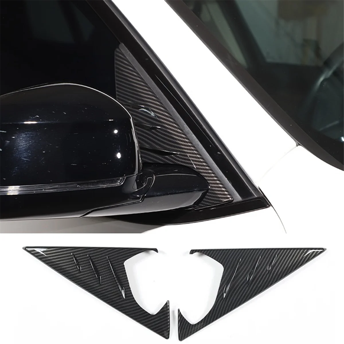 Rearview Mirror Side Window Spoiler Triangle Cover Carbon Fiber