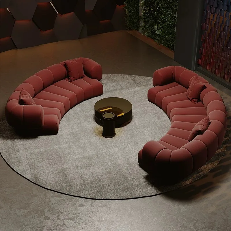

Italian light luxury curved fabric sofa