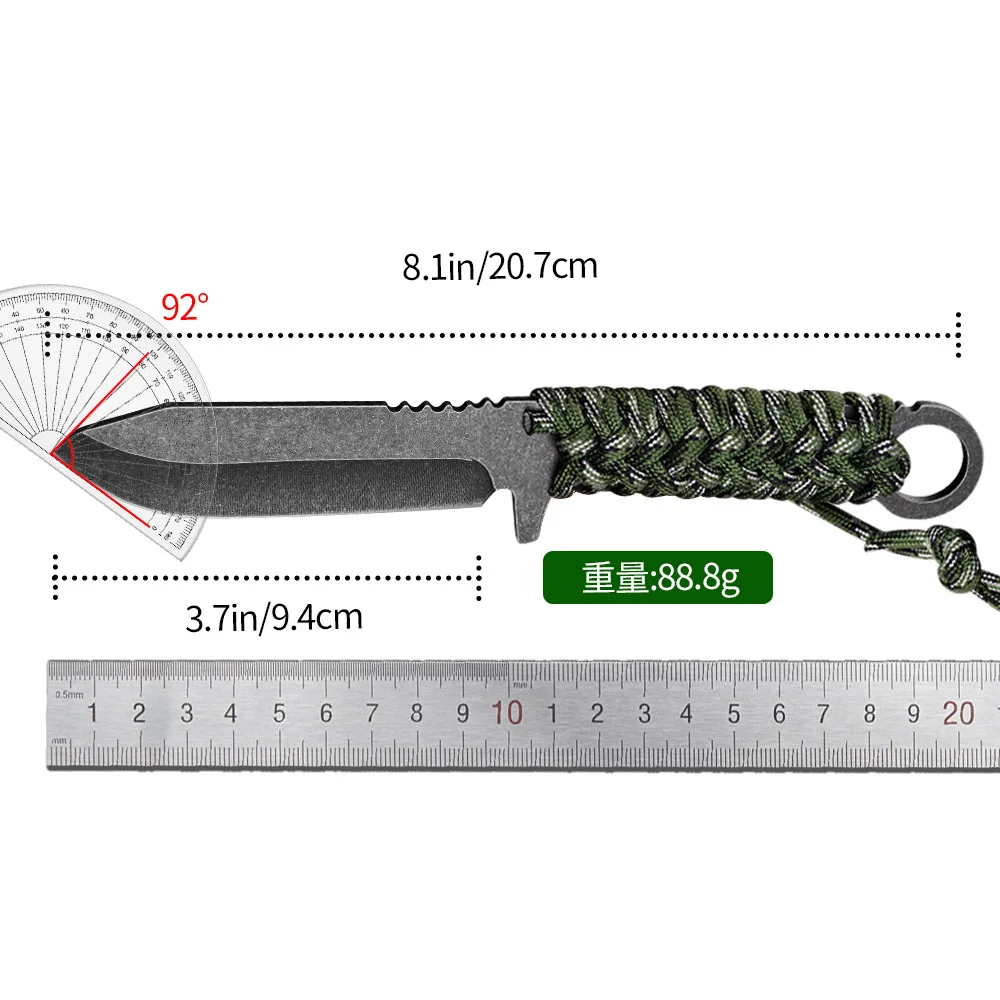 Stainless steel Straight knife  outdoor pocketknife Portable camping survival tool multifunctional cloth handle knie