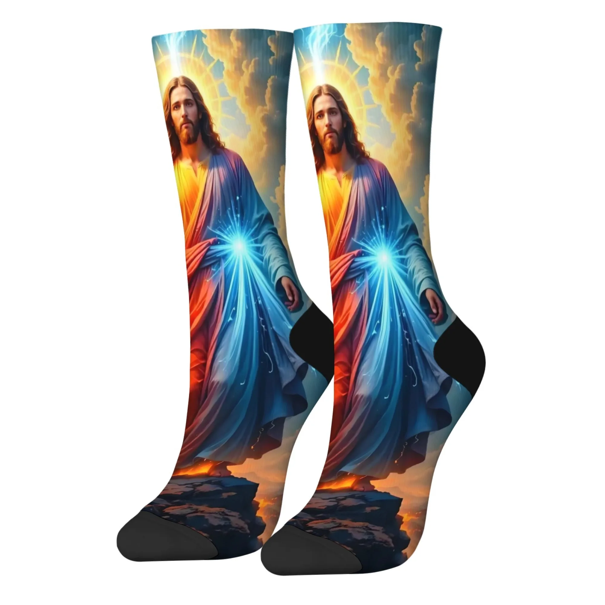 Holy Christ Jesus Art Men's Socks Retro Fashion Comfortable Warm Casual Socks Novelty Funny Happy Compression Socks Party Gift