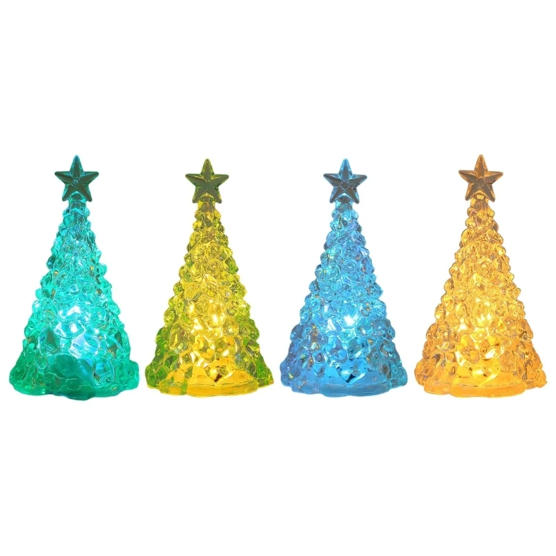 448B LED Electronic Candle Light Christmas Tree Shaped Desktop Ornament Decorations