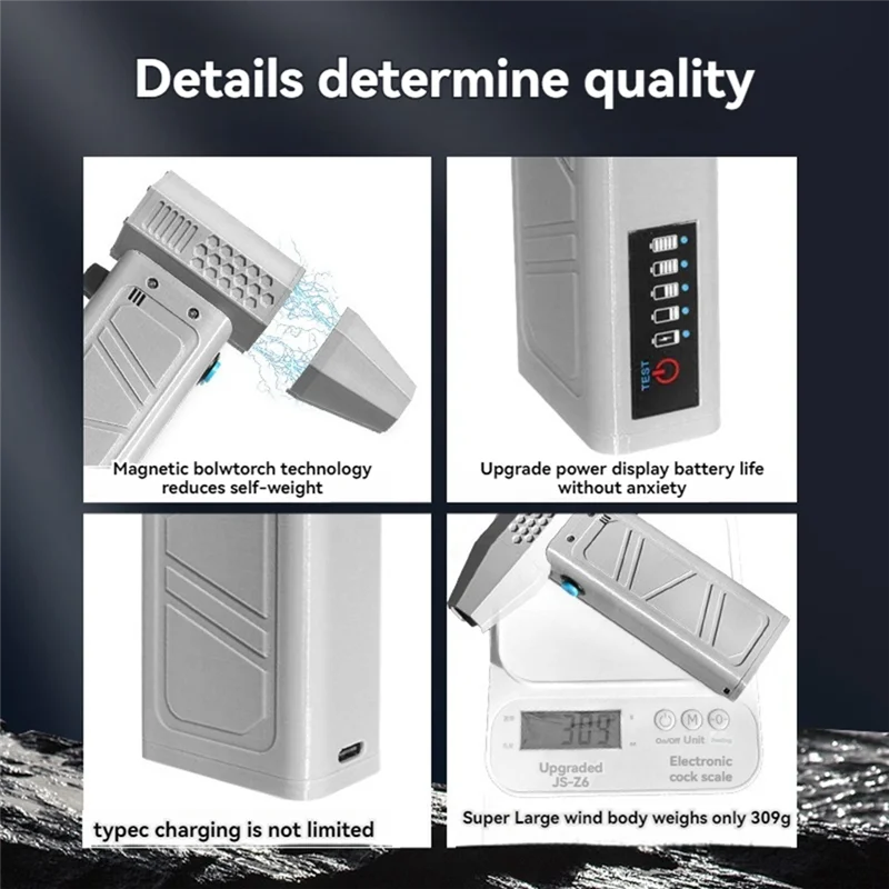 ABSE-Air Blower 140000RPM   Turbo Jet Fan  Power Display Powerful Computer Dust Blowing Cleaning Tools Portable Blower Gray