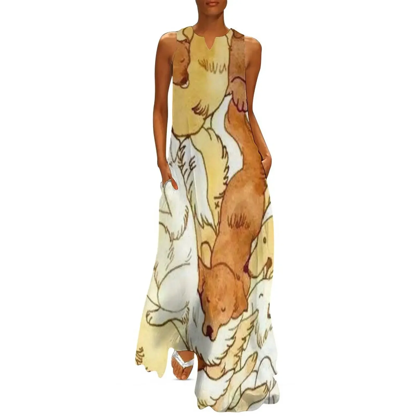 

Labrador Overload Long Dress Woman clothing elegant women's dresses for wedding Dress women loose women's dress
