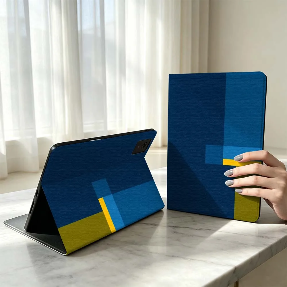Abstract Blue Block Pen Tray For Xiaomi Poco Redmi Pad 8 2 4 C1 6 6S 7 7S SE 9.7 14 11 11.2 12.1 12.5 Inch Tablet Case