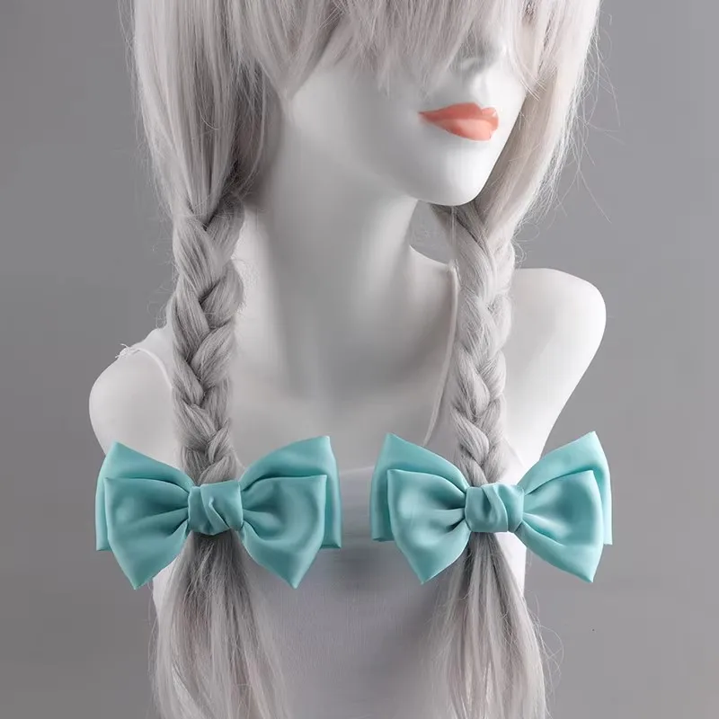 1 Pair Harajuku Double Ponytail Bow Hair Clip Magic Sweet Girl Ribbon Hair Accessory Clip Purple Princess Satin Hairpin