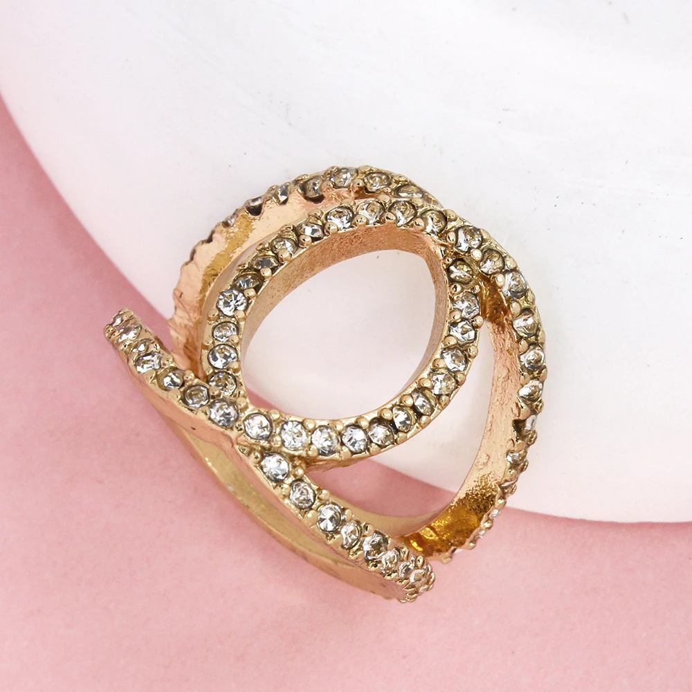 Korean 18K Golden Plated Inlaid Zirconia Simple Small Waist Unisex Couple Copper Rings for Women Girls