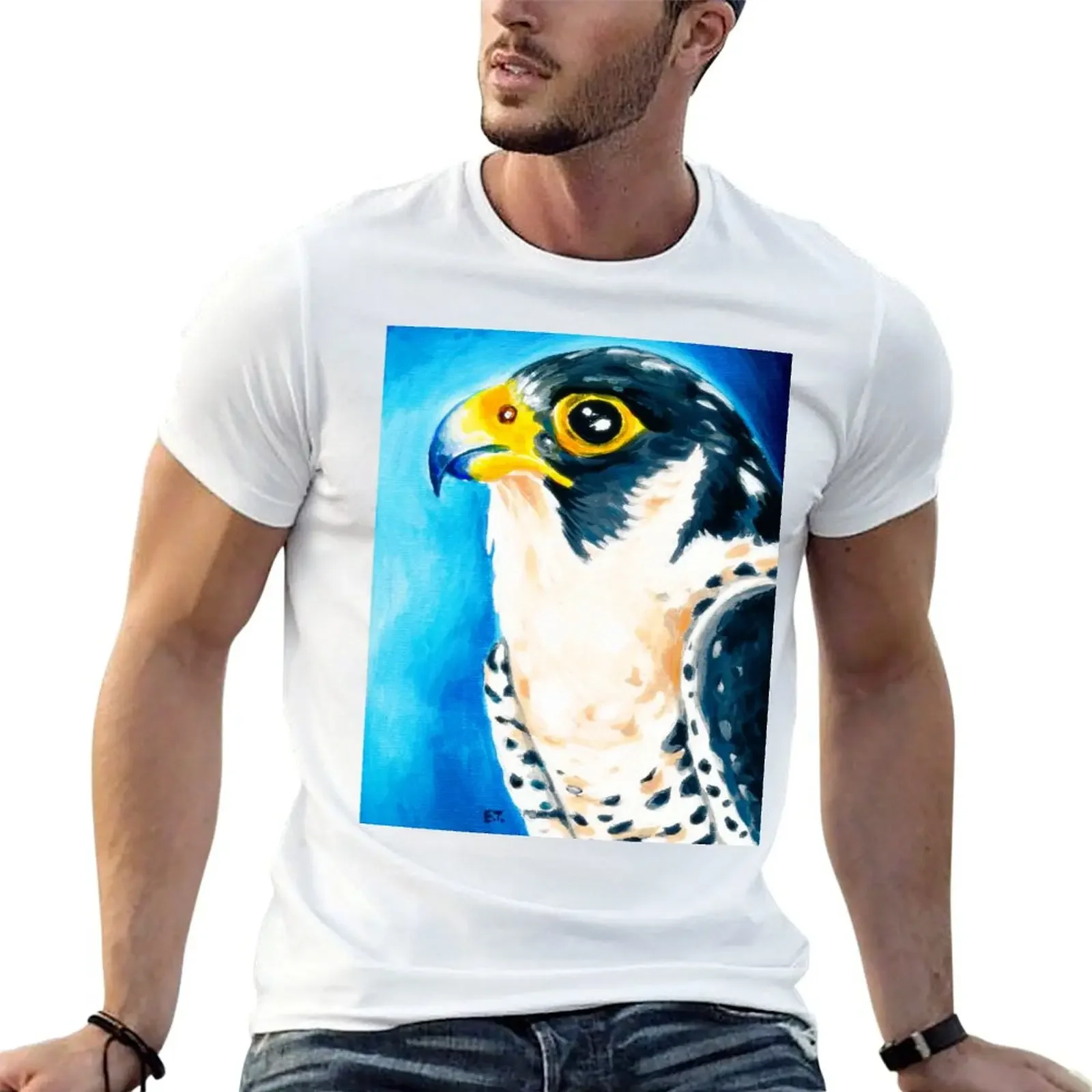 Peregrine Falcon Acrylic Art T-Shirt blacks oversized man t shirt oversized t shirt men