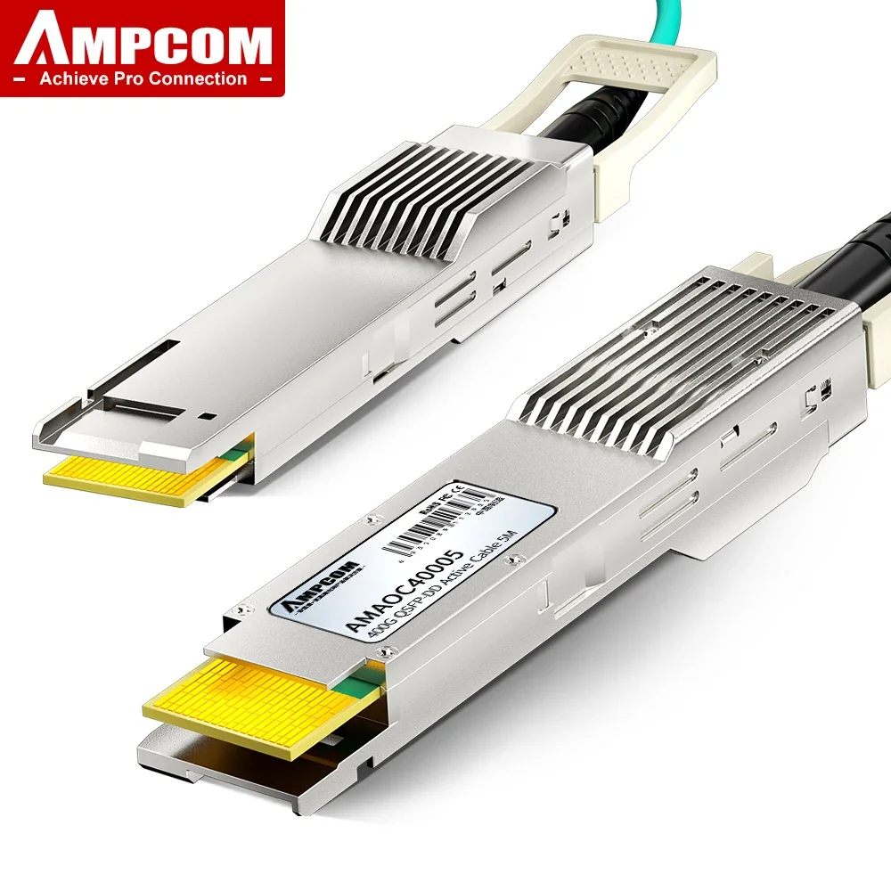 AMPCOM 400G QSFP-DD Active Opitical Cable (AOC) LSZH, Compatible for Cisco, Mikrotik, Fortinet, Ubiquiti, Netgear, Arista etc