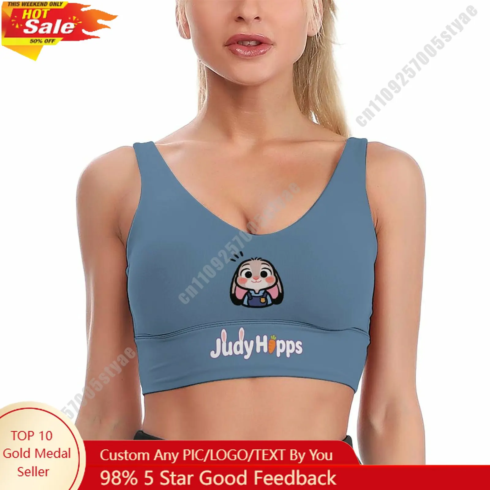 

Judy Hopps Sports Bra Disney Character Custom Breathable Underwear Running Fitness Push Up Bra Fresh Fashionable Gifts