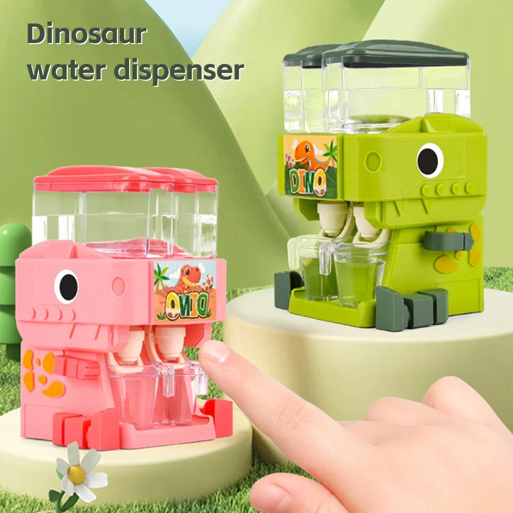 Mini Dinosaur Dual Water Juice Dispenser Toy Simulation Children Pretend Play Miniature Kitchen Home Appliance Kids Play Toys