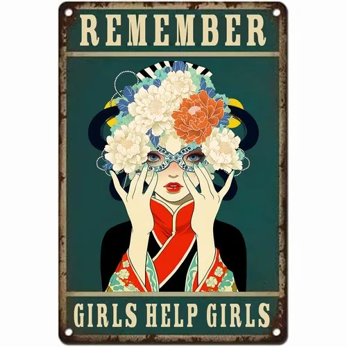 Funny Metal Tin Sings Girls Help Signs Art Poster Wall Decor