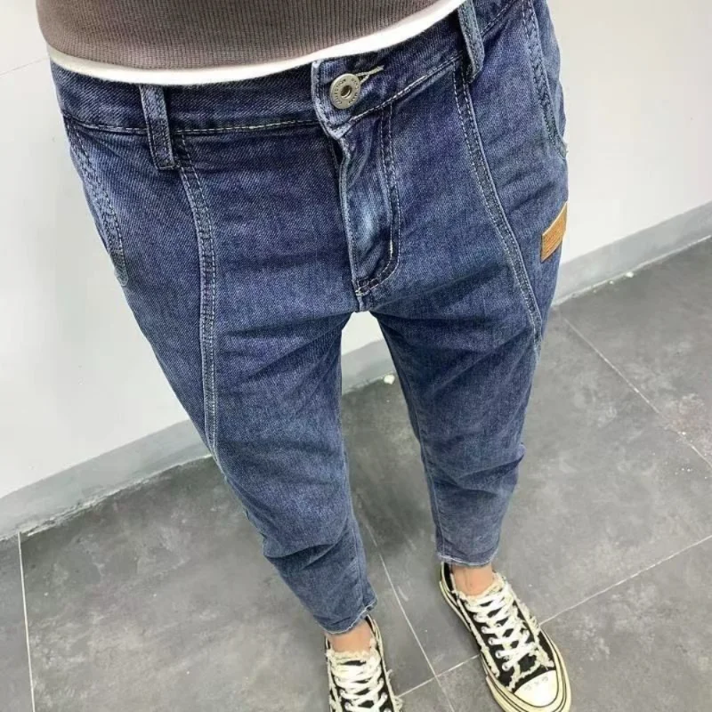 2025 nouveau printemps été hommes jean Vintage couleur unie élastique classique jean hommes mince mode Denim pantalon mâle pantalon homme