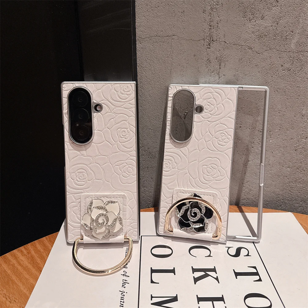 

Luxury Diamond 3D Flower Leather Phone case for Samsung Galaxy Z Fold7 6 ZFold6 5 zfold5 4 Covers With Stand Shockproof Fundas
