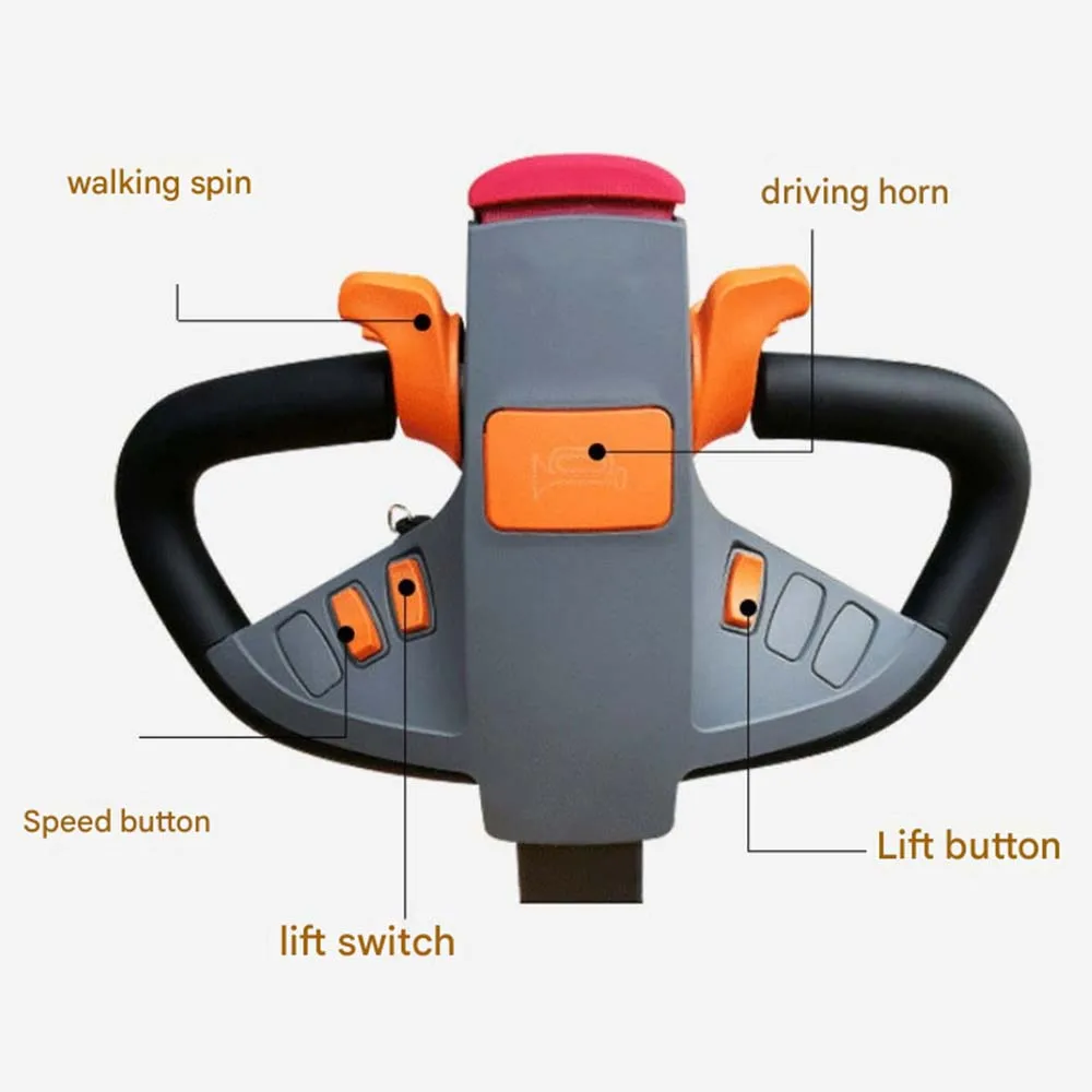 رافعة شوكية كهربائية صغيرة تعمل بالتحكم في المحطة مع تكديس الزجاجات الكهربائية، الرافعة الشوكية، شاحنة المستودعات، التفريغ والتعامل معها