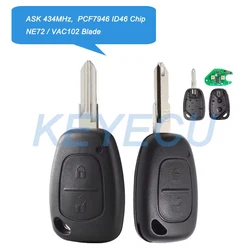 Keyecu 433MHz PCF7946 ID46 Chip 2 Buttons Remote Car Key Fob for Renault Traffic Master Vivaro Movano Kangoo 2003 2004 2005-2013