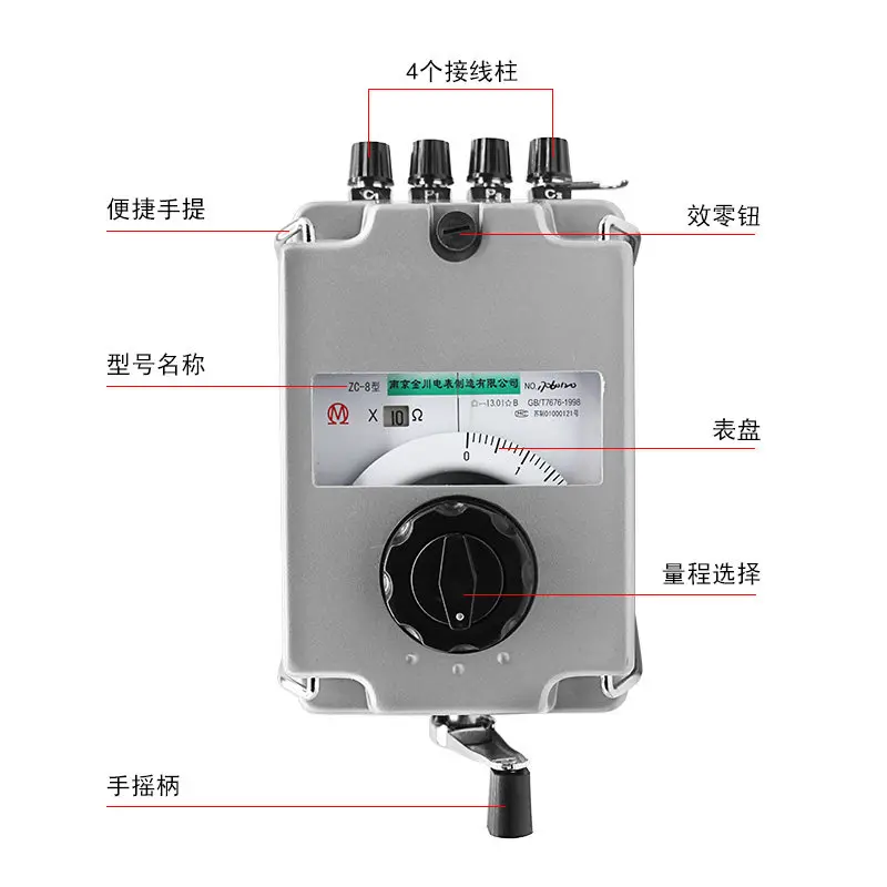 ZC-8 Grounding Shaker Hand Grounding Meter Resistance Tester Resistance Meter Lightning Protection