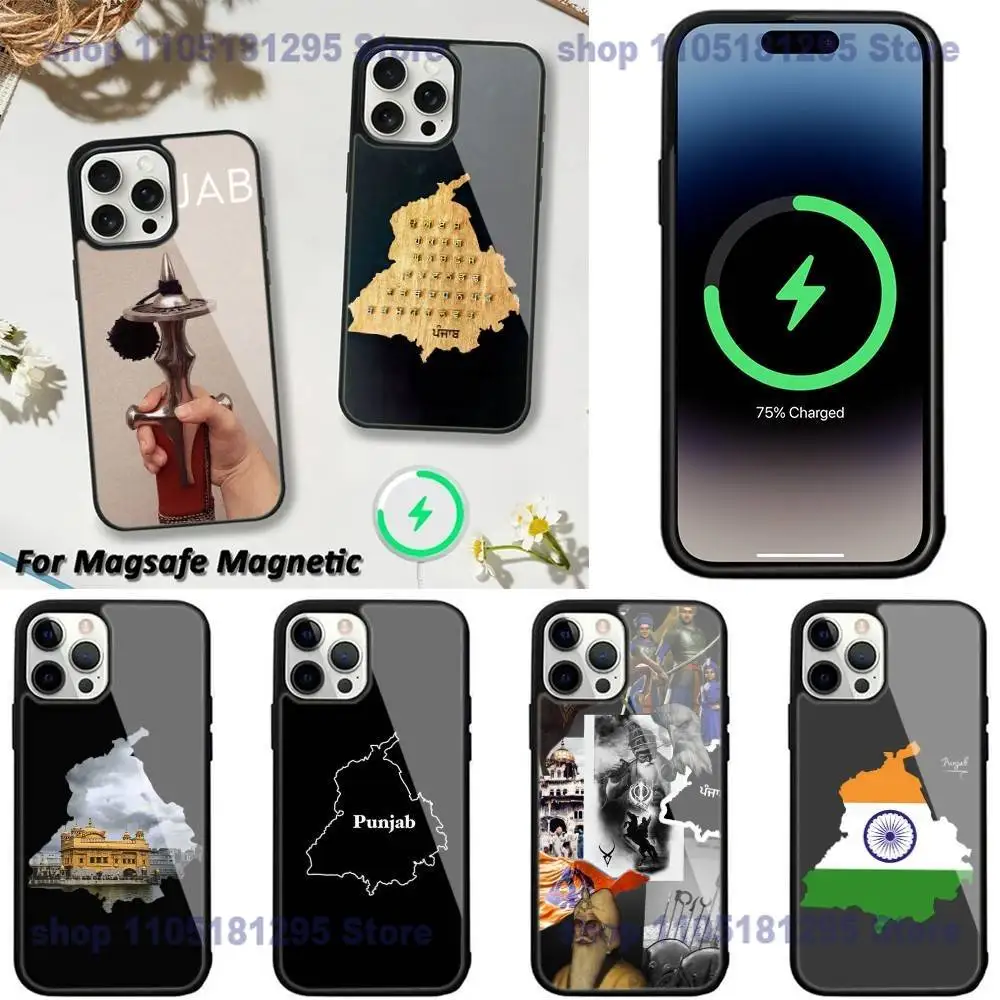 

Punjab Map Phone Case For iPhone 17,16,15,14,13,12,11,Plus,Pro,Max,Mini Magsafe Magnetic Wireless Charging