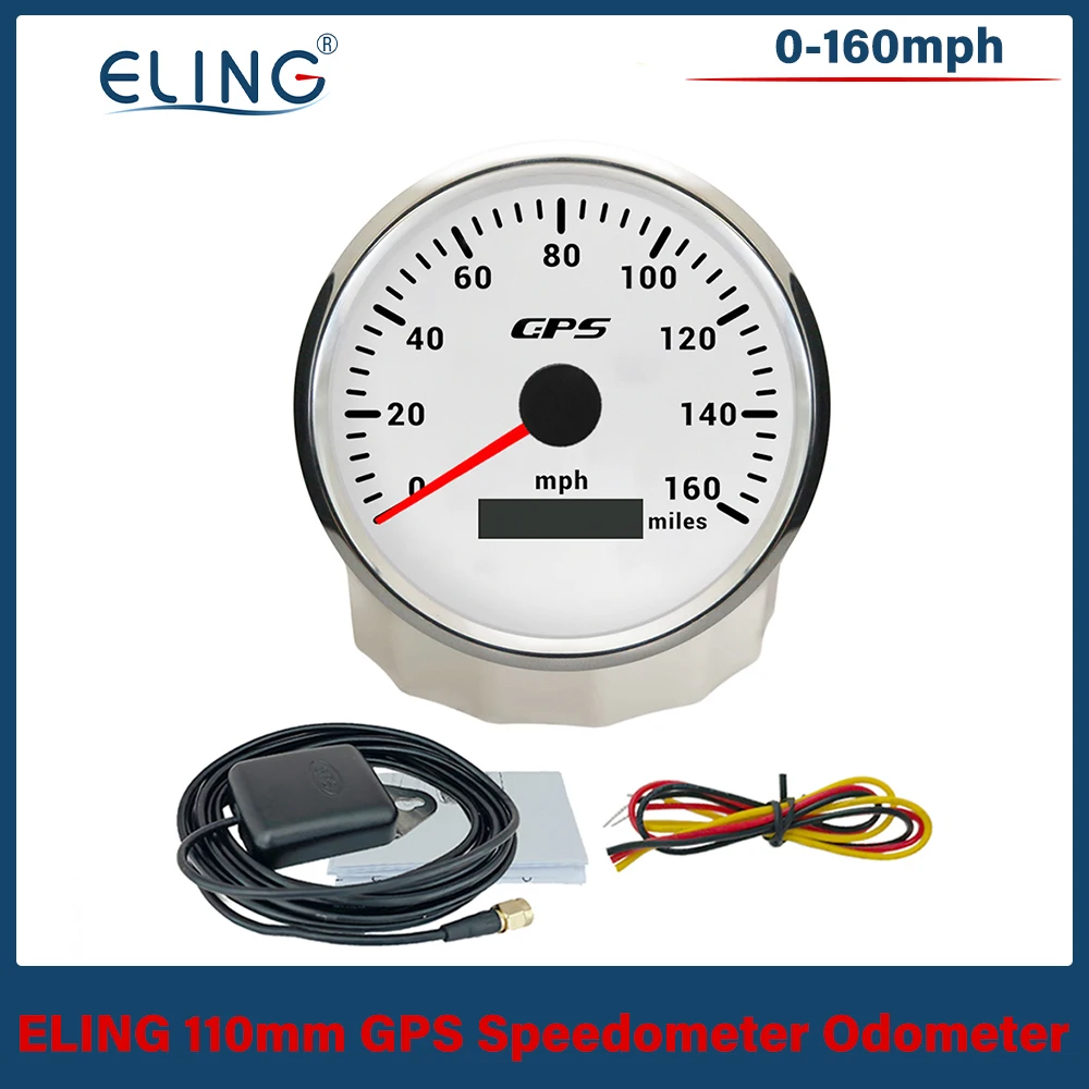 ELING 110MM GPS Speedometer Odometer 0-80MPH 0-120MPH 0-160mph 12V 24V with 7 Color Backlights for Truck Boat Auto RV