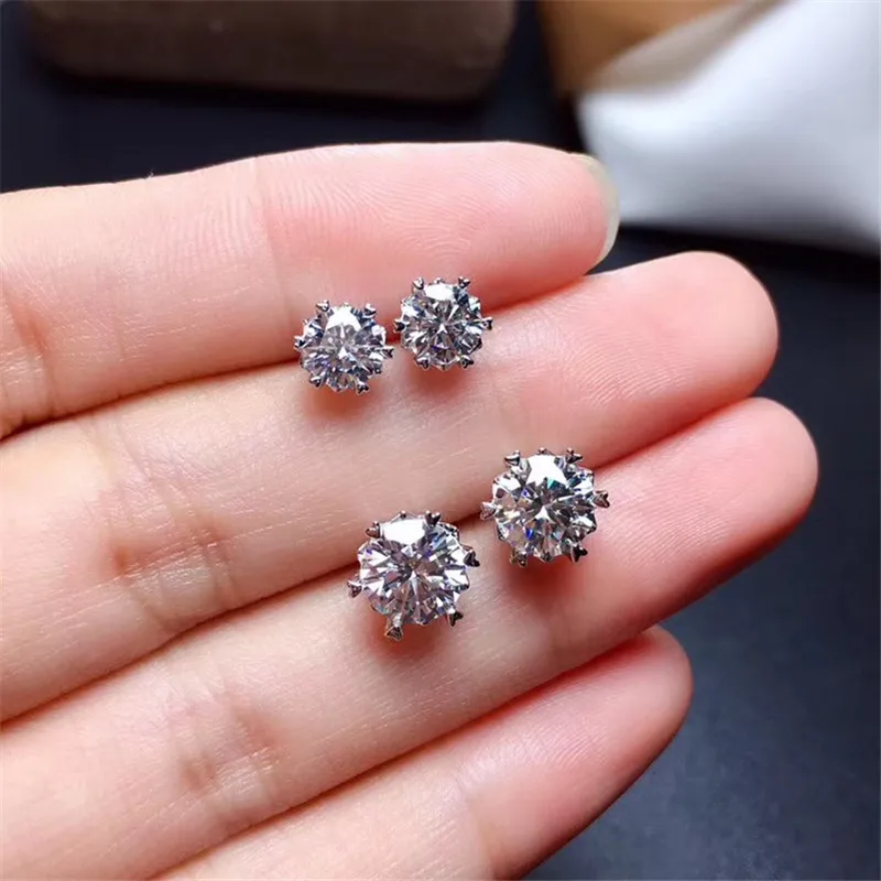 

Moissanite Earrings 0.5ct 1ct VVS1 Tested Pass Wedding Party Anniversary Gifts Women's Genuine Sterling Silver