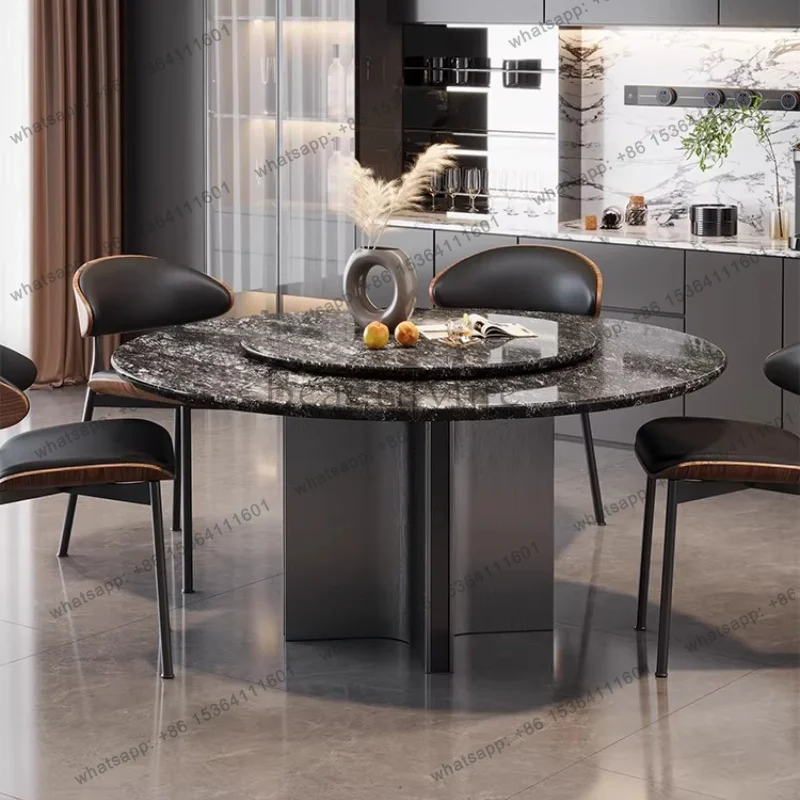 FG 120cm 130cm 135cm 150cm 160cm Luxury modern round natural luxury stone dining table and sets 4 6 chairs dining rooms furnitur